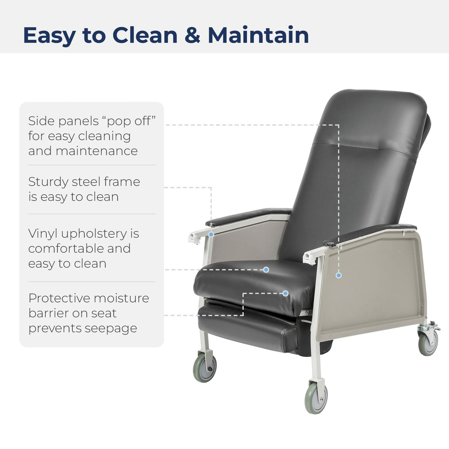 Drive Medical D574-CHAR – Comfortable and Durable Reclining Geri Chair