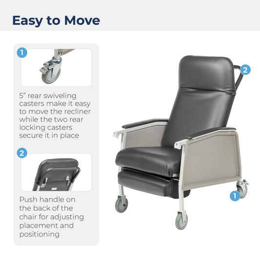 Drive Medical D574-CHAR – Comfortable and Durable Reclining Geri Chair