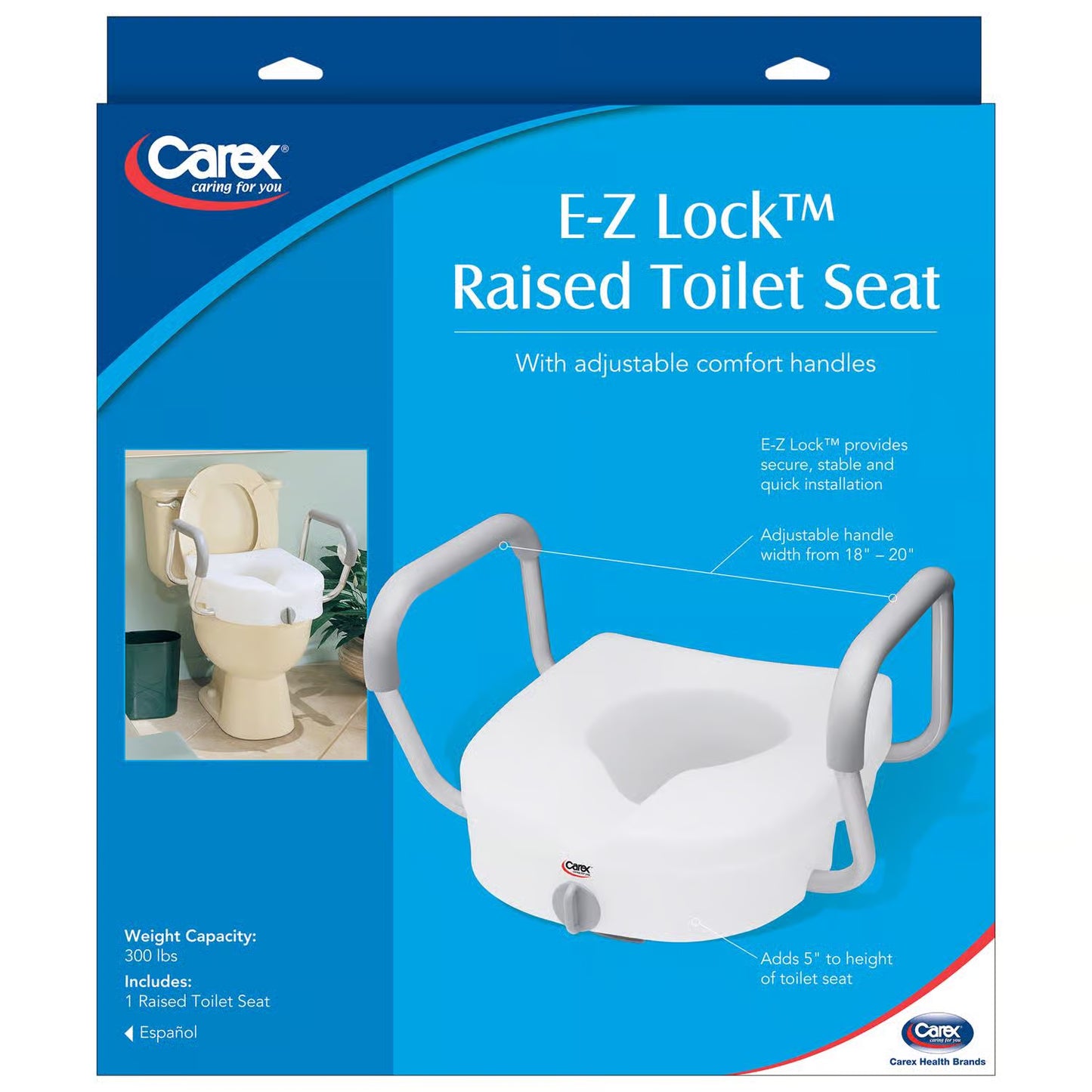 Carex E-Z Lock™ Raised Toilet Seat with Adjustable Handles