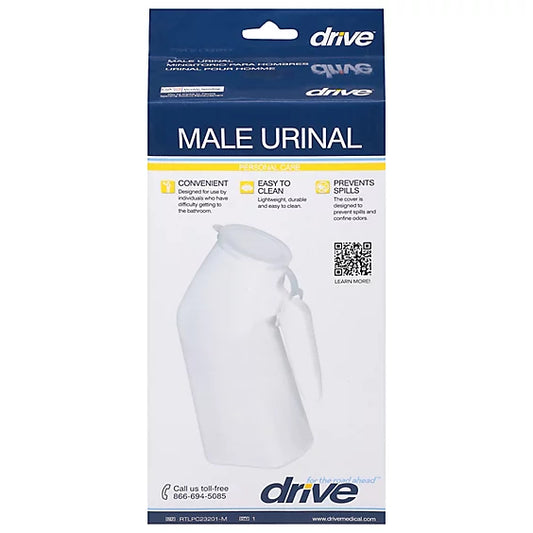 Drive Medical Male Urinal with Spill-Proof Cap